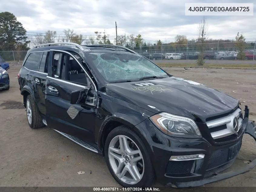 2016 Mercedes-Benz Gl 550 4Matic VIN: 4JGDF7DE0GA684725 Lot: 40807571