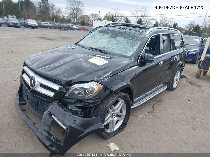 2016 Mercedes-Benz Gl 550 4Matic VIN: 4JGDF7DE0GA684725 Lot: 40807571