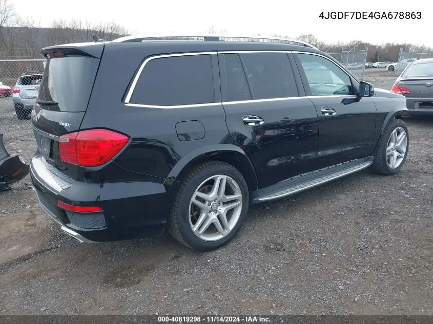 2016 Mercedes-Benz Gl 550 4Matic VIN: 4JGDF7DE4GA678863 Lot: 40819298