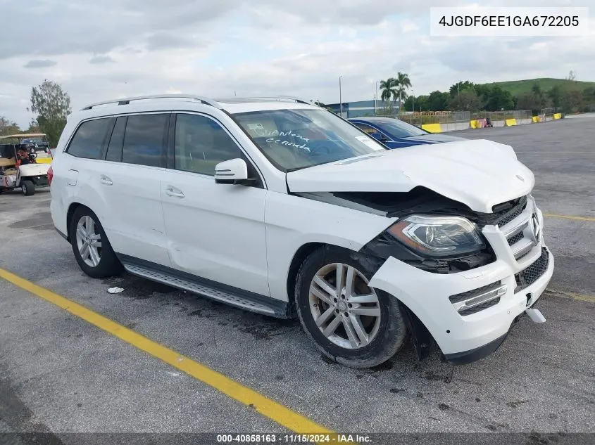 2016 Mercedes-Benz Gl 450 4Matic VIN: 4JGDF6EE1GA672205 Lot: 40858163