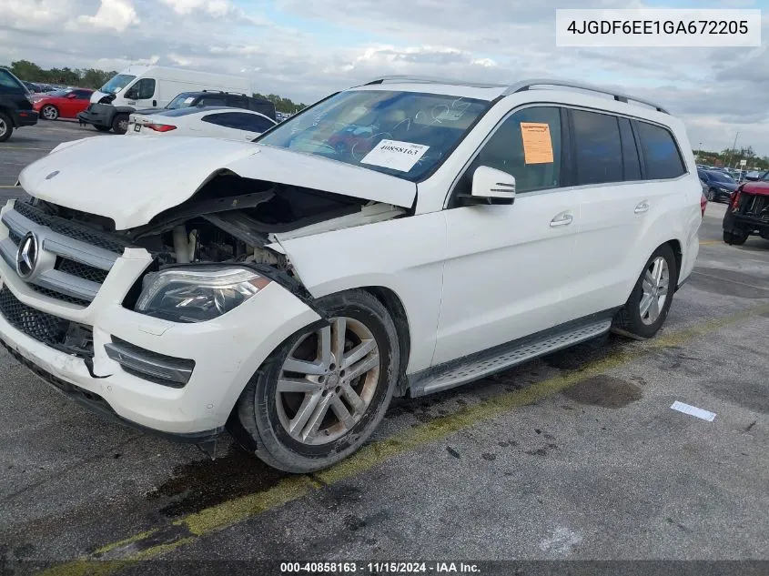 2016 Mercedes-Benz Gl 450 4Matic VIN: 4JGDF6EE1GA672205 Lot: 40858163