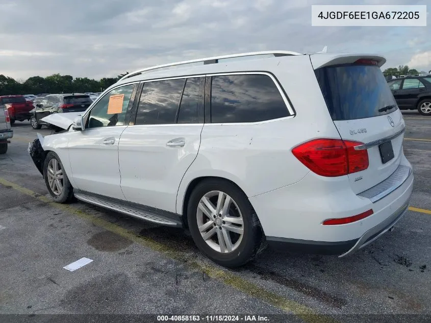 2016 Mercedes-Benz Gl 450 4Matic VIN: 4JGDF6EE1GA672205 Lot: 40858163