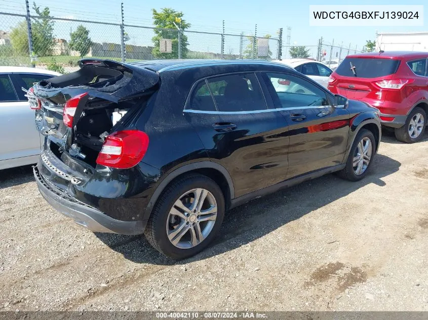 2015 Mercedes-Benz Gla 250 4Matic VIN: WDCTG4GBXFJ139024 Lot: 40042110