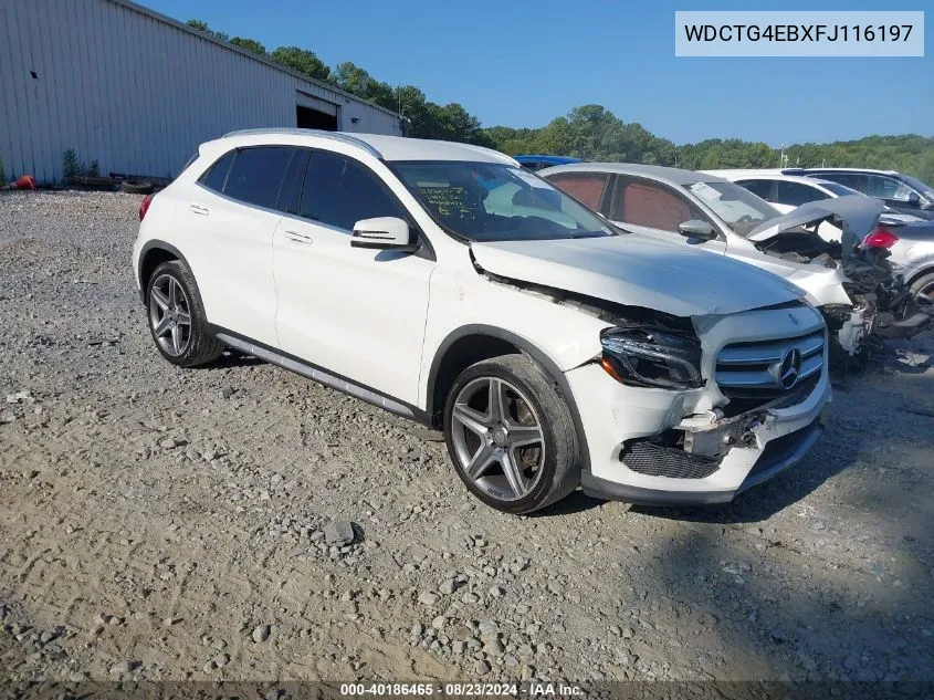 2015 Mercedes-Benz Gla 250 VIN: WDCTG4EBXFJ116197 Lot: 40186465