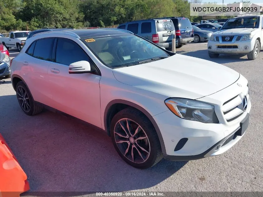 2015 Mercedes-Benz Gla 250 4Matic VIN: WDCTG4GB2FJ040939 Lot: 40350920