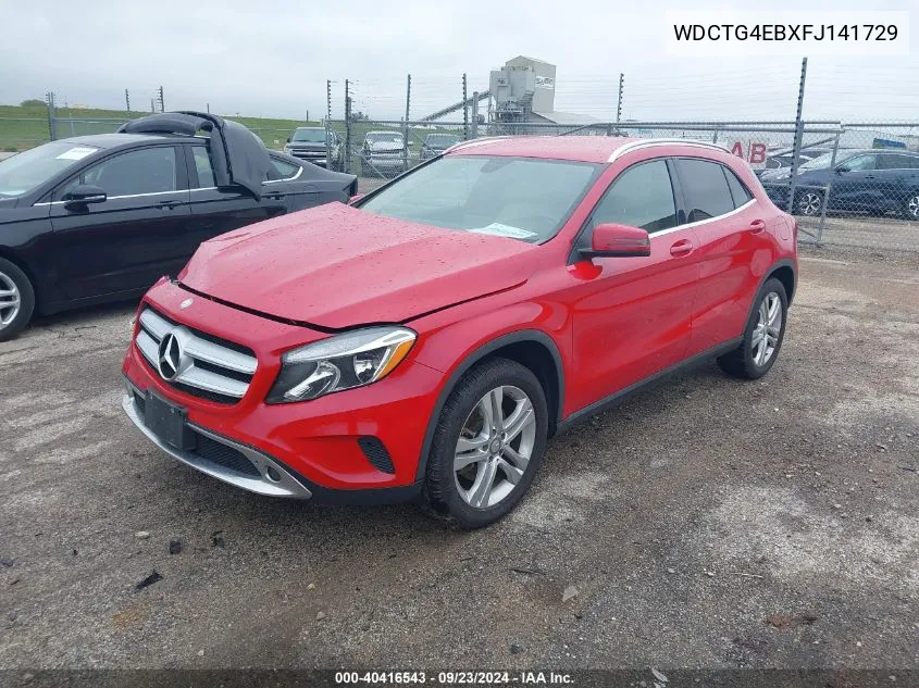 2015 Mercedes-Benz Gla 250 VIN: WDCTG4EBXFJ141729 Lot: 40416543