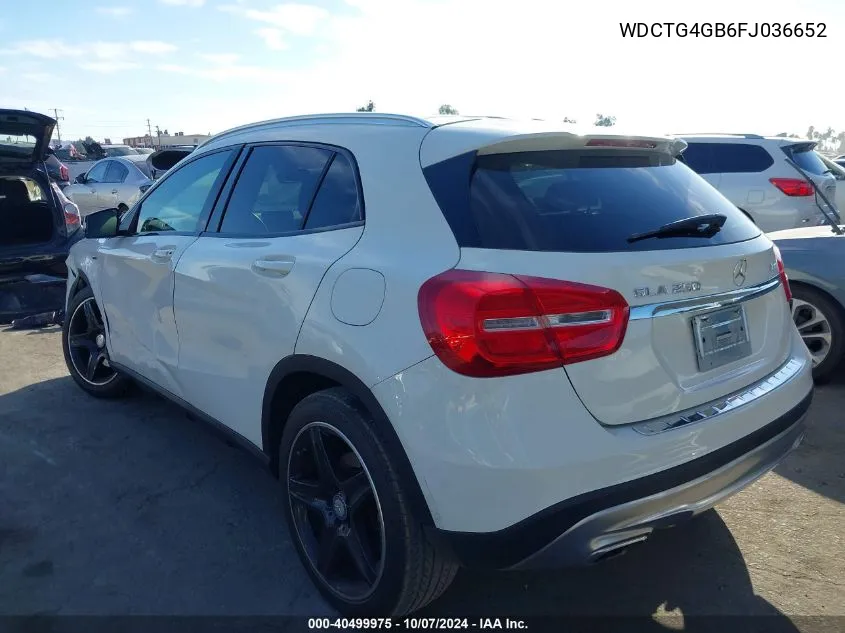 2015 Mercedes-Benz Gla 250 4Matic VIN: WDCTG4GB6FJ036652 Lot: 40499975