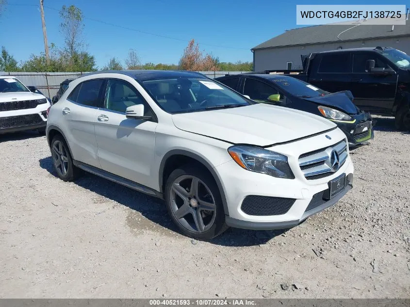 2015 Mercedes-Benz Gla-Class Gla 250 VIN: WDCTG4GB2FJ138725 Lot: 40521593