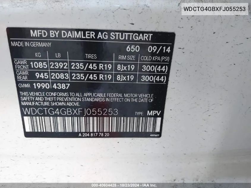 WDCTG4GBXFJ055253 2015 Mercedes-Benz Gla 250 4Matic