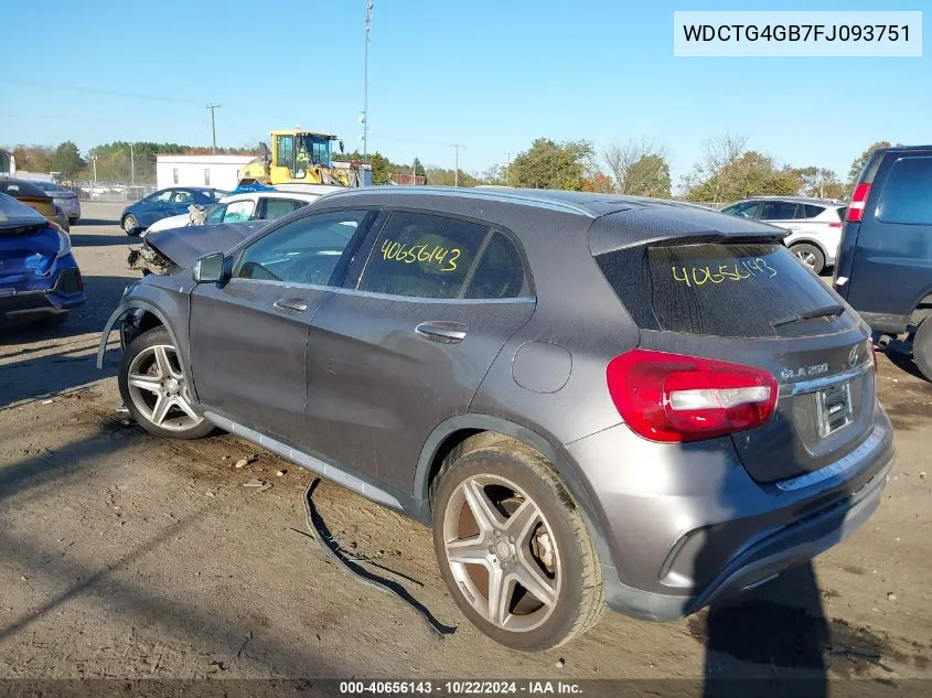 2015 Mercedes-Benz Gla 250 4Matic VIN: WDCTG4GB7FJ093751 Lot: 40656143