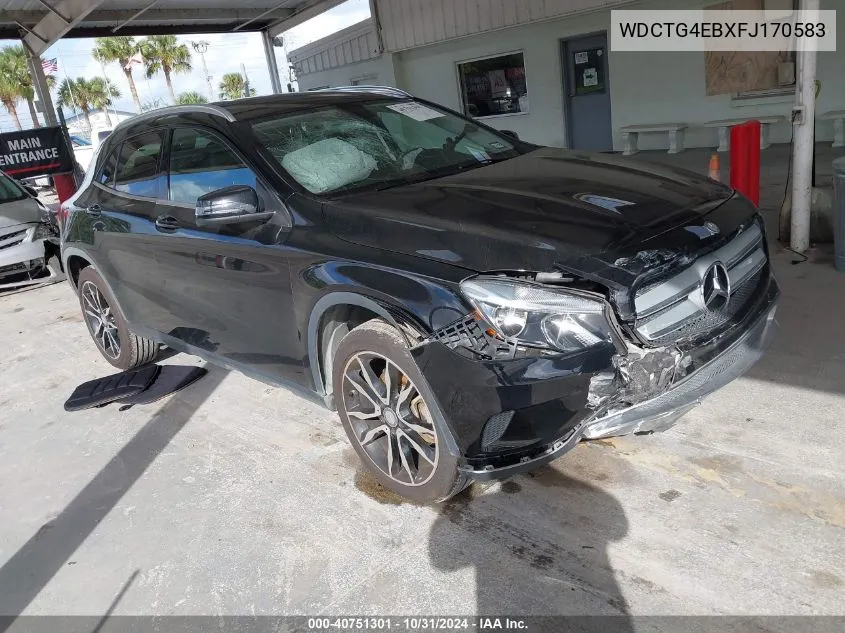 2015 Mercedes-Benz Gla 250 VIN: WDCTG4EBXFJ170583 Lot: 40751301