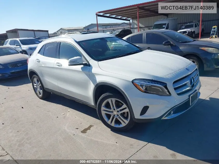 2015 Mercedes-Benz Gla 250 VIN: WDCTG4EB7FJ140389 Lot: 40752551