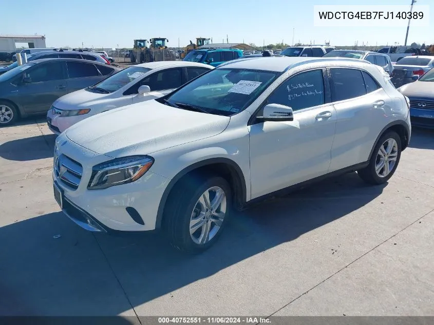 2015 Mercedes-Benz Gla 250 VIN: WDCTG4EB7FJ140389 Lot: 40752551