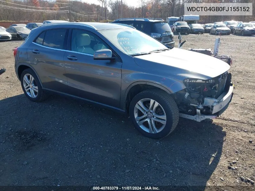 2015 Mercedes-Benz Gla 250 4Matic VIN: WDCTG4GB0FJ155152 Lot: 40783379