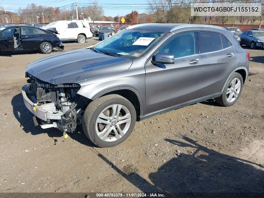 2015 Mercedes-Benz Gla 250 4Matic VIN: WDCTG4GB0FJ155152 Lot: 40783379