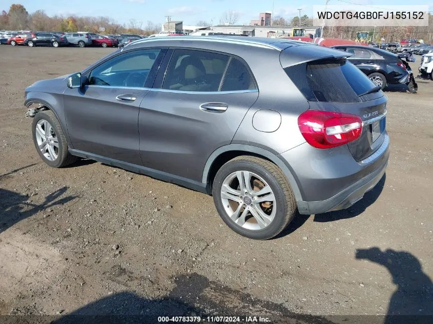 2015 Mercedes-Benz Gla 250 4Matic VIN: WDCTG4GB0FJ155152 Lot: 40783379