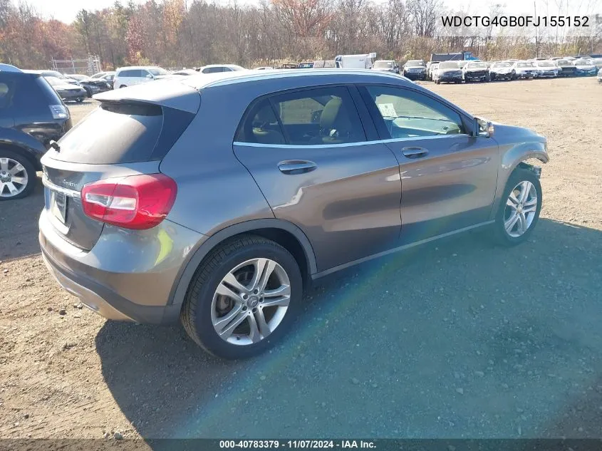 2015 Mercedes-Benz Gla 250 4Matic VIN: WDCTG4GB0FJ155152 Lot: 40783379