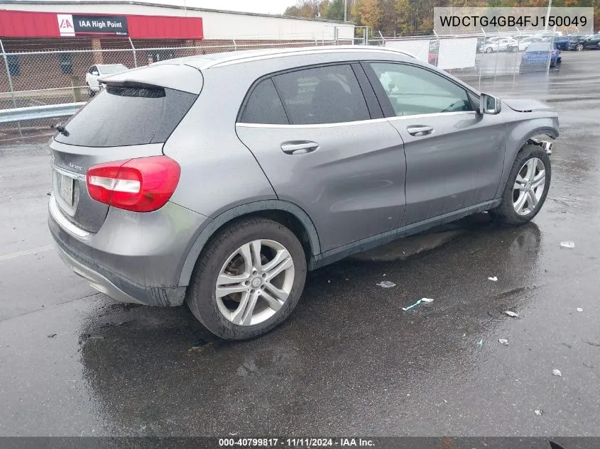 2015 Mercedes-Benz Gla 4Matic VIN: WDCTG4GB4FJ150049 Lot: 40799817