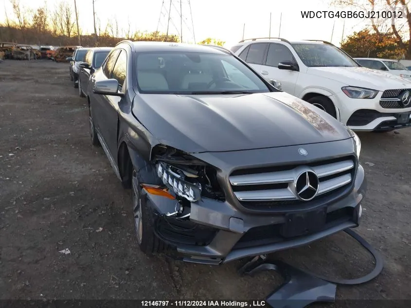 2016 Mercedes-Benz Gla VIN: WDCTG4GB6GJ210012 Lot: 12146797