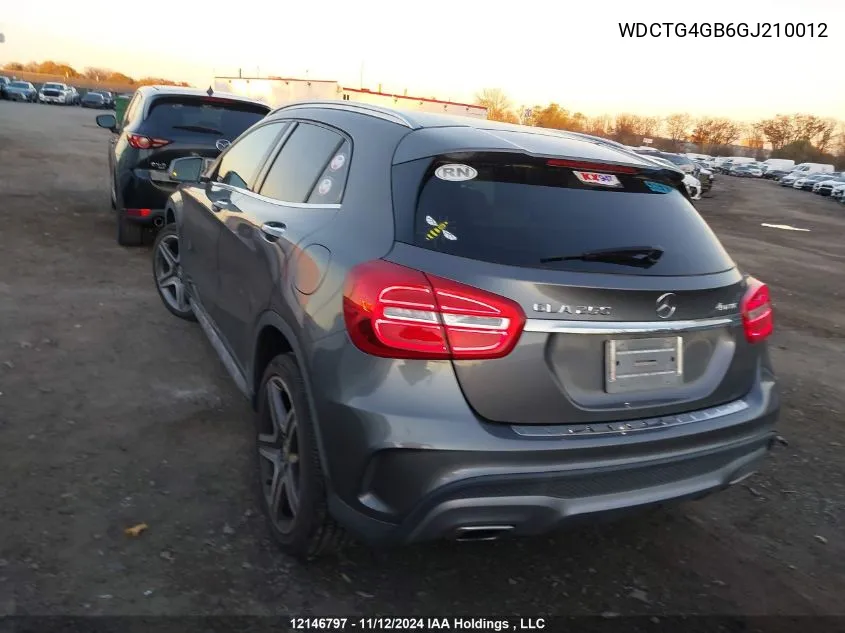 2016 Mercedes-Benz Gla VIN: WDCTG4GB6GJ210012 Lot: 12146797