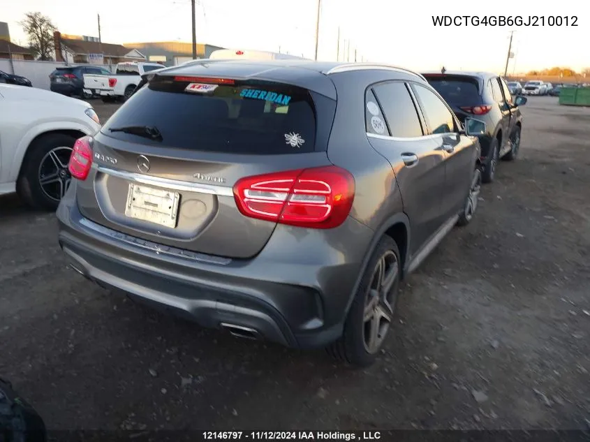 2016 Mercedes-Benz Gla VIN: WDCTG4GB6GJ210012 Lot: 12146797