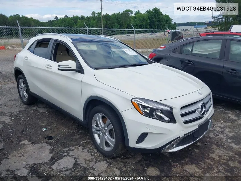 2016 Mercedes-Benz Gla 250 VIN: WDCTG4EB4GJ231928 Lot: 39429462