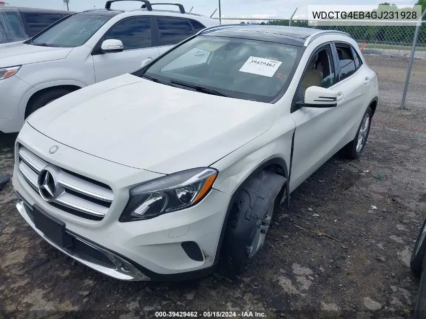 2016 Mercedes-Benz Gla 250 VIN: WDCTG4EB4GJ231928 Lot: 39429462