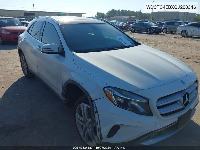 2016 Mercedes-Benz Gla 250 VIN: WDCTG4EBXGJ208346 Lot: 40534187