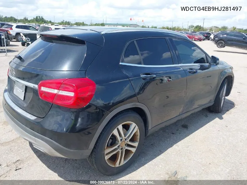 2017 Mercedes-Benz Gla 250 VIN: WDCTG4EB9HJ281497 Lot: 39926873