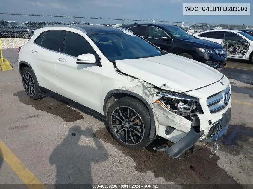 2017 Mercedes-Benz Gla 250 VIN: WDCTG4EB1HJ283003 Lot: 40339296