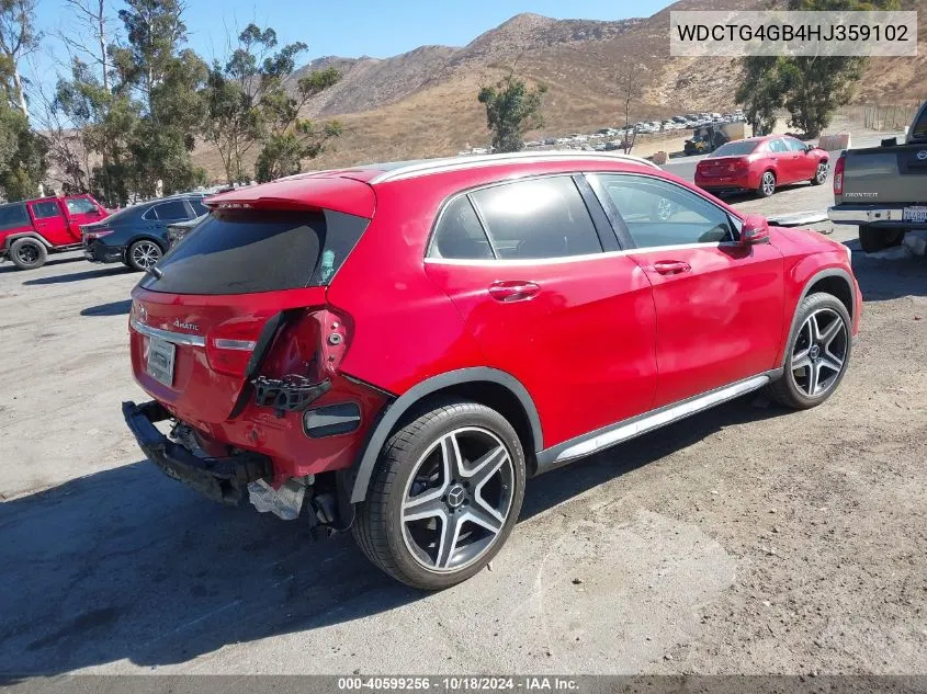 2017 Mercedes-Benz Gla 250 4Matic VIN: WDCTG4GB4HJ359102 Lot: 40599256