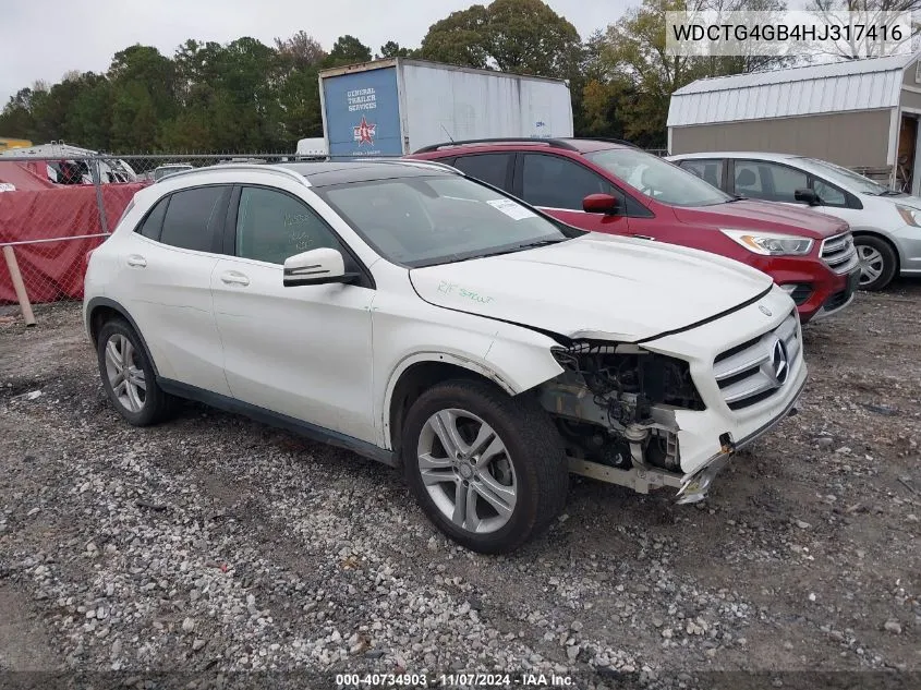 2017 Mercedes-Benz Gla 250 4Matic VIN: WDCTG4GB4HJ317416 Lot: 40734903