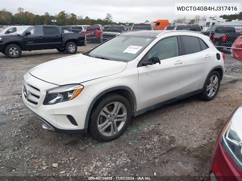 2017 Mercedes-Benz Gla 250 4Matic VIN: WDCTG4GB4HJ317416 Lot: 40734903