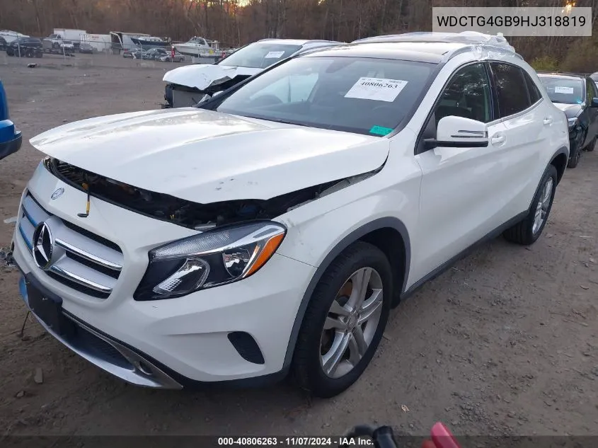 2017 Mercedes-Benz Gla 250 4Matic VIN: WDCTG4GB9HJ318819 Lot: 40806263