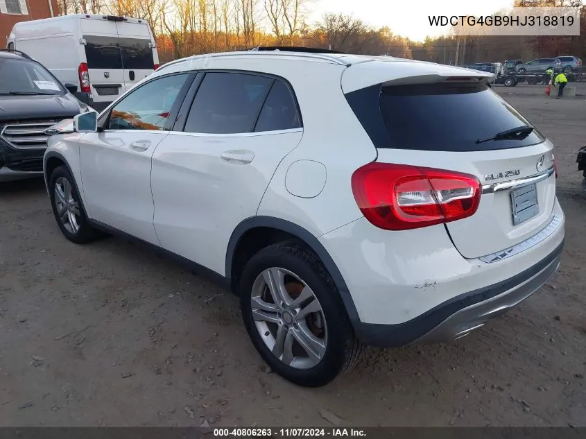 2017 Mercedes-Benz Gla 250 4Matic VIN: WDCTG4GB9HJ318819 Lot: 40806263