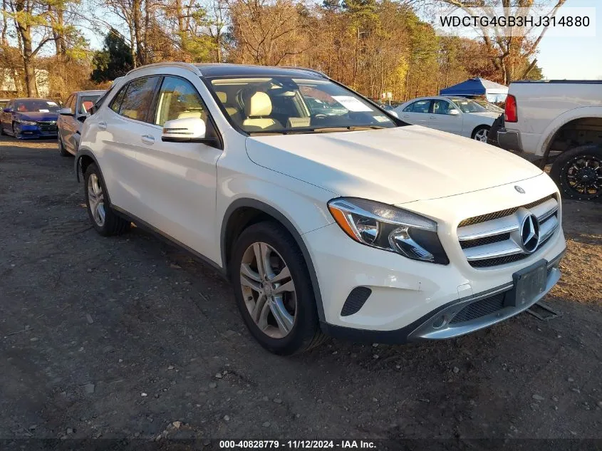 2017 Mercedes-Benz Gla 250 4Matic VIN: WDCTG4GB3HJ314880 Lot: 40828779