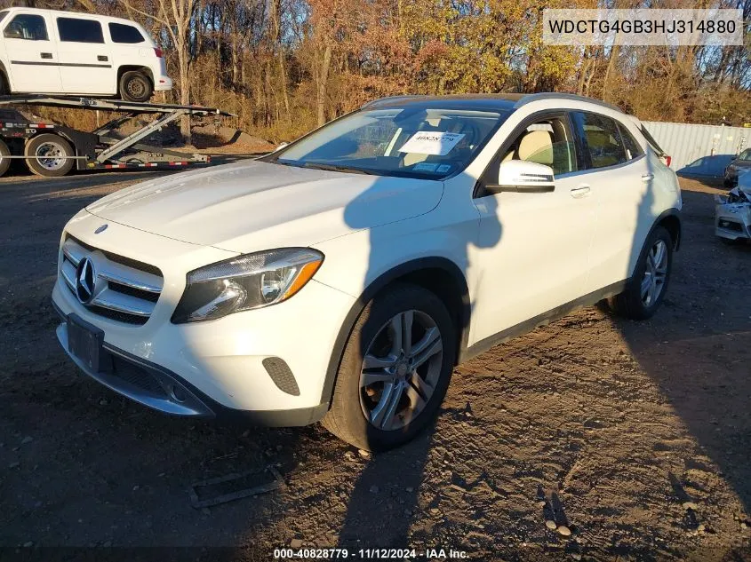 2017 Mercedes-Benz Gla 250 4Matic VIN: WDCTG4GB3HJ314880 Lot: 40828779