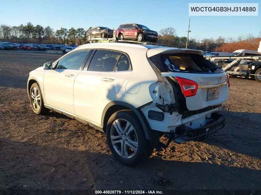 2017 Mercedes-Benz Gla 250 4Matic VIN: WDCTG4GB3HJ314880 Lot: 40828779