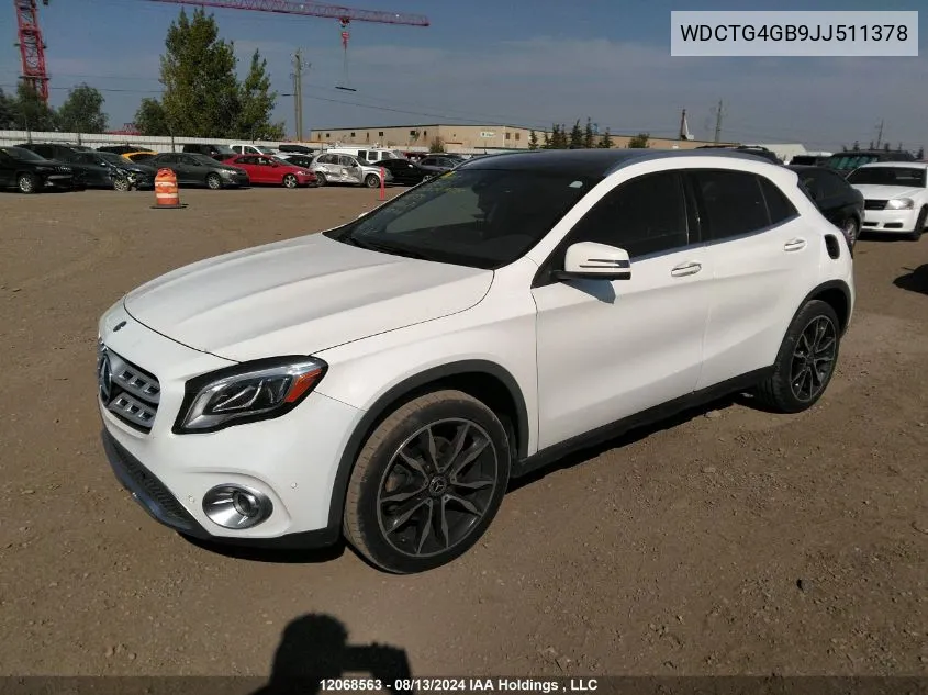 2018 Mercedes-Benz Gla 250 4Matic VIN: WDCTG4GB9JJ511378 Lot: 12068563