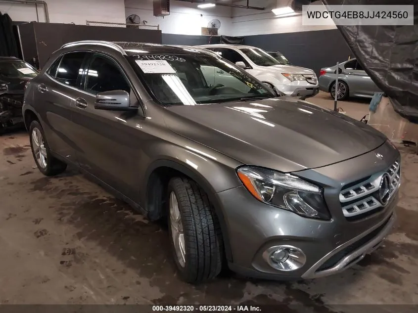 2018 Mercedes-Benz Gla 250 VIN: WDCTG4EB8JJ424560 Lot: 39492320