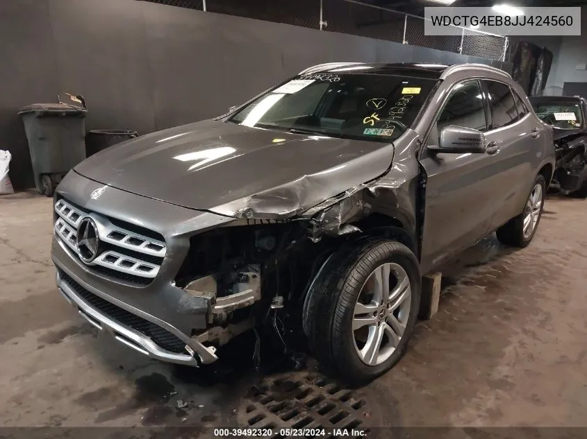 2018 Mercedes-Benz Gla 250 VIN: WDCTG4EB8JJ424560 Lot: 39492320