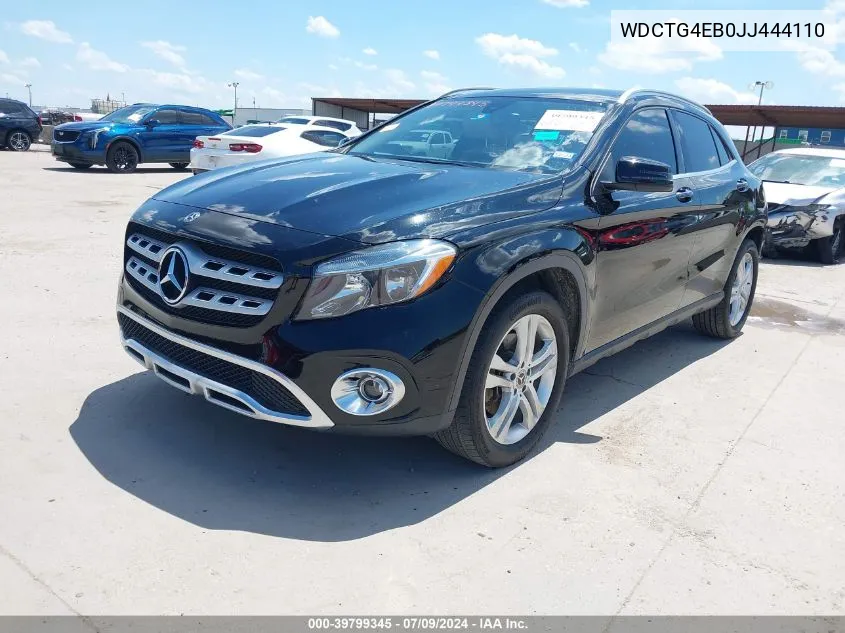 2018 Mercedes-Benz Gla 250 VIN: WDCTG4EB0JJ444110 Lot: 39799345