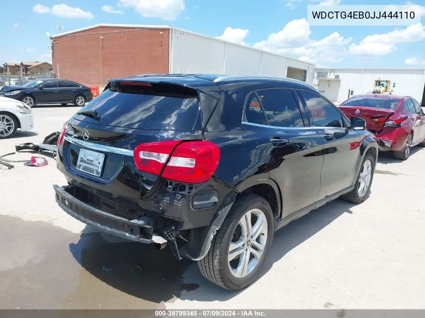 2018 Mercedes-Benz Gla 250 VIN: WDCTG4EB0JJ444110 Lot: 39799345