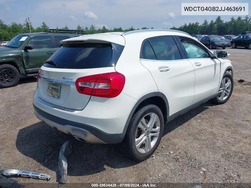 2018 Mercedes-Benz Gla 250 4Matic VIN: WDCTG4GB2JJ463691 Lot: 39834428