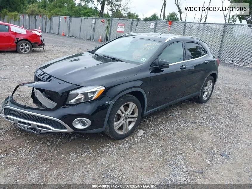 2018 Mercedes-Benz Gla 250 4Matic VIN: WDCTG4GB7JJ431206 Lot: 40030742