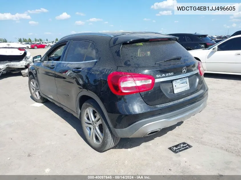 2018 Mercedes-Benz Gla 250 VIN: WDCTG4EB1JJ496605 Lot: 40097645