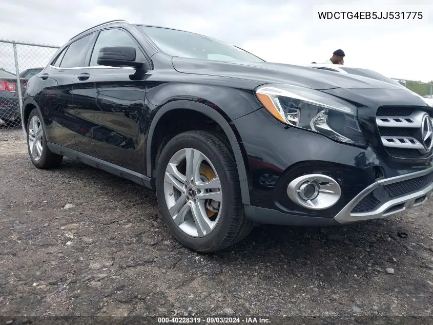 2018 Mercedes-Benz Gla 250 VIN: WDCTG4EB5JJ531775 Lot: 40228319