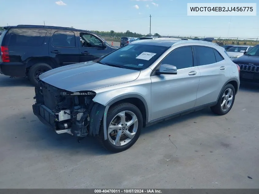 2018 Mercedes-Benz Gla 250 VIN: WDCTG4EB2JJ456775 Lot: 40470011