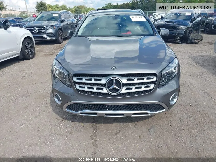 2018 Mercedes-Benz Gla 250 VIN: WDCTG4EB7JJ529039 Lot: 40491358