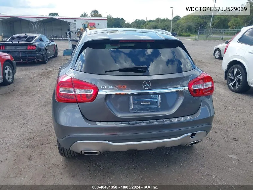 2018 Mercedes-Benz Gla 250 VIN: WDCTG4EB7JJ529039 Lot: 40491358